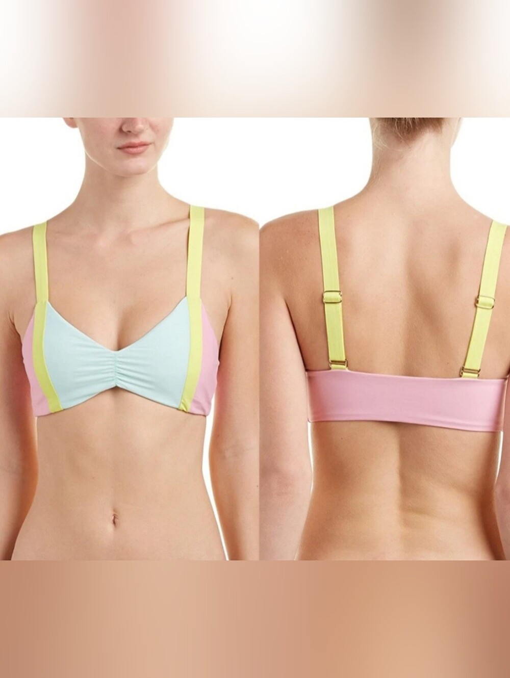 PilyQ Pastel Colorblock Bikini Top Size Large